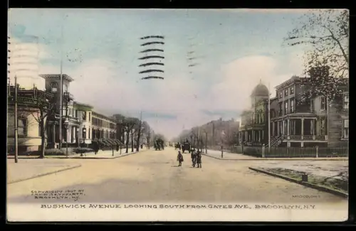 AK New York, NY, Bushwick Avenue looking South from Gates Ave. in Brooklyn