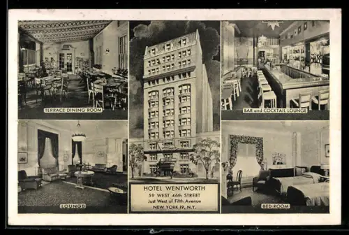 AK New York, NY, Hotel Wentworth, Bar and Cocktail Lounge, Terrace Dining Room