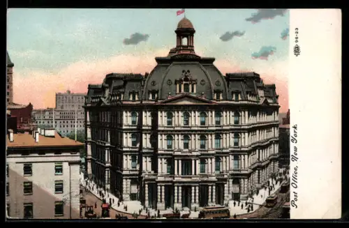 AK New York, Post Office, Postamt, Strassenbahnen