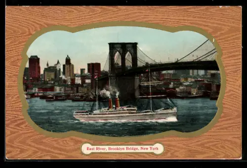 AK New York, NY, East River, Brooklyn Bridge