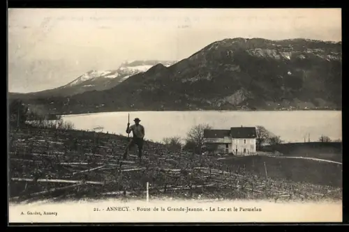 AK Annecy, Route de la Grande-Jeanne, Le Lac et le Parmelan