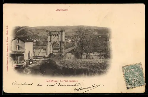 AK Jumeaux /Auvergne, Le Pont suspendu