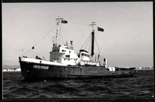 Fotografie Sowjetischer Schlepper Gordelivy von 1959 auf Reede vor Anker liegend