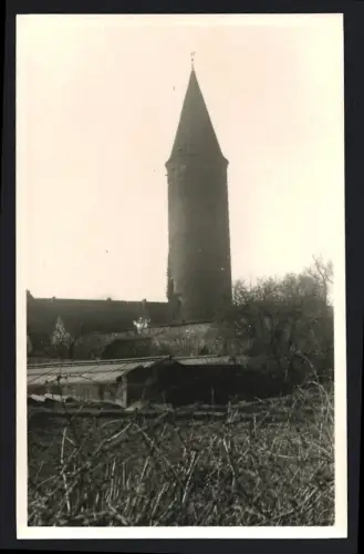 Fotografie Foto Weichold, Zörbig, Ansicht Zörbig, Rundturm mit Spitzdach