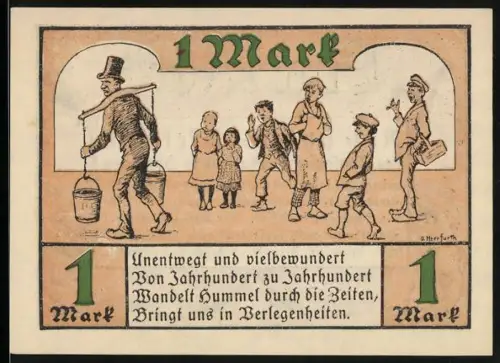 Notgeld Hamburg 1921, 1 Mark, Hamburger Original Hummel, Wasserträger