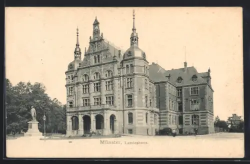 AK Münster, Landeshaus mit Denkmal