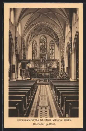 AK Berlin, Dominikanerkirche St. Maria Viktoria, Karlsstrasse, Hochaltar geöffnet