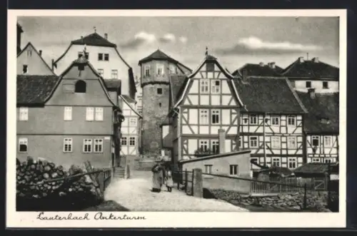 AK Lauterbach, Ankerturm mit benachbarten Fachwerkhäusern