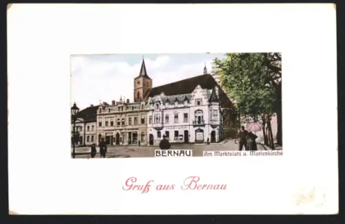 AK Bernau, Am Marktplatz und Marienkirche