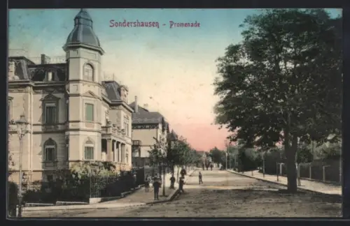 AK Sondershausen, Promenade mit Kindern