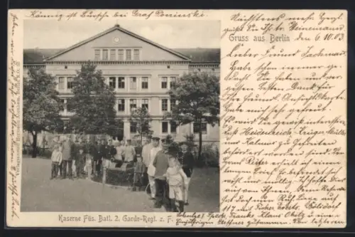 AK Berlin, Kaserne Füs. Batl. 2. Garde-Regt. z. F., Perleberger Strasse 62-62 A