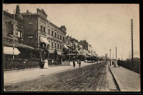 AK Rüdesheim, Rheinstrasse mit Hotel Erhard