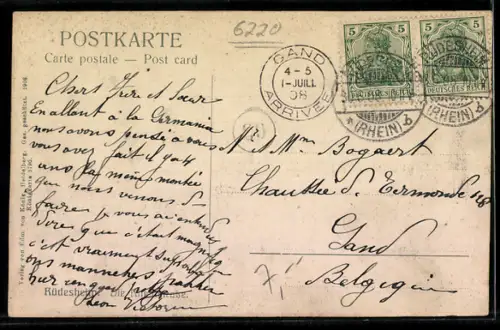 AK Rüdesheim, Rheinstrasse mit Hotel Erhard