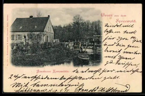 AK Neu Zauche /Spreewald, Gasthof Forsthaus Kanomühle