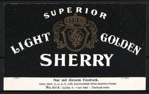 Getränkeetikett Superior Light Golden Sherry
