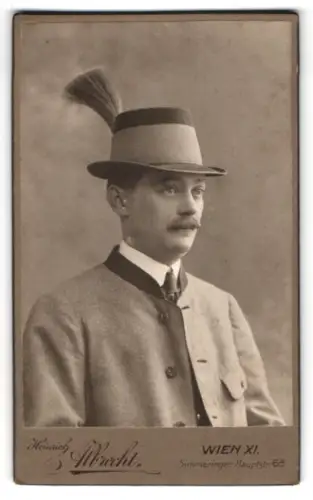 Fotografie Heinrich Albrecht, Wien XI., Simmeringer Hauptstrasse 68, Porträt eines Herren mit Hut