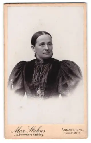 Fotografie J. S. Schroeder, Annaberg, Carls-Platz 3, Porträt einer Dame