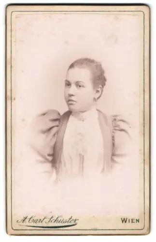 Fotografie A. Carl Schuster, Wien, Theresienbad, Porträt einer jungen Frau