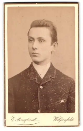 Fotografie E. Burghardt, Weissenfels, Am Hirsemannplatz, Porträt eines jungen Mannes