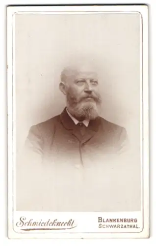 Fotografie Schmiedeknecht, Blankenburg, Obere Strasse 181, Porträt eines älteren Herrn mit Bart
