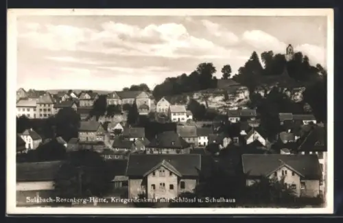 AK Sulzbach-Rosenberg, Kriegerdenkmal mit Schössl und Schulhaus