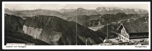 Klapp-AK Hochgernhaus, Aussicht vom Hochgern mit Kaisergebirge