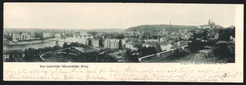 Klapp-AK Prag / Praha, Stadtpanorama mit Flusspartie und Brücken