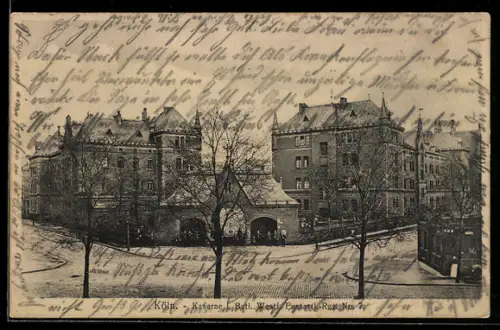 AK Köln, Neuer Wall, I. Bataillon Westfälisches Fussartillerie-Regiment No. 7