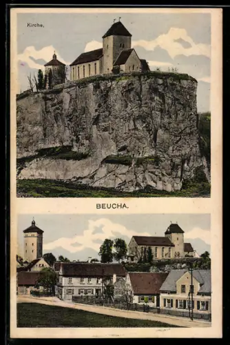 AK Beucha, Kirche, Strassenpartie