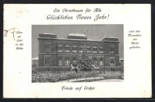 AK Weimar, Museum, Christbaum für Alle, Neujahrsgruss