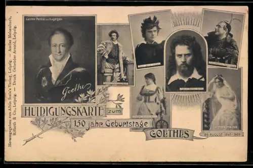 AK 150. Geburtstag Goethe`s 1899, Schauspieler_Innen