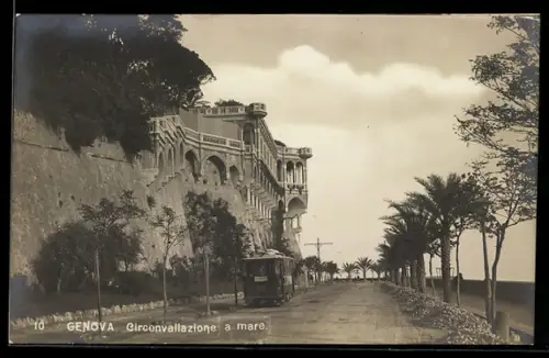 AK Genova, Circonvallazione a mare, Strassenbahn