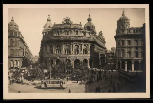 AK Genova, Piazza De Ferrari e Nuova Borsa, Strassenbahn
