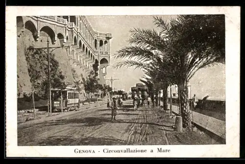 AK Genova, Circonvallazione a Mare, Strassenbahn