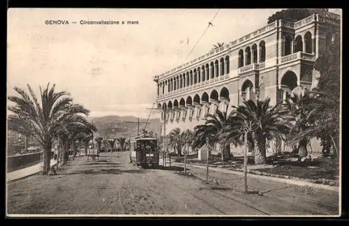 AK Genova, Circonvallazione a mare, Strassenbahn