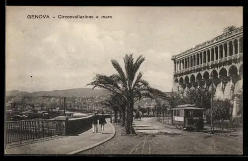 AK Genova, Circonvallazione a mare, Strassenbahn