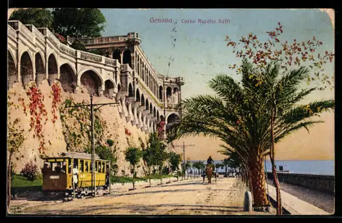 AK Genova, Corso Aurelio Saffi, Strassenbahn