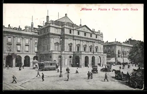 AK Milano, piazza della Scala, Strassenbahn