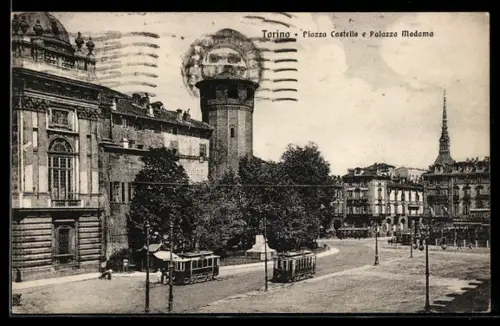 AK Torino, Piazza Castello e Palazzo Madama, Strassenbahn
