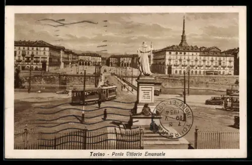 AK Torino, Ponte Vittorio Emanuele, Strassenbahn