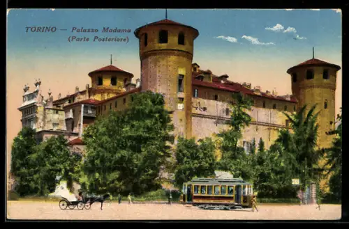 AK Torino, Palazzo Madama, Parte Posteriore, Strassenbahn
