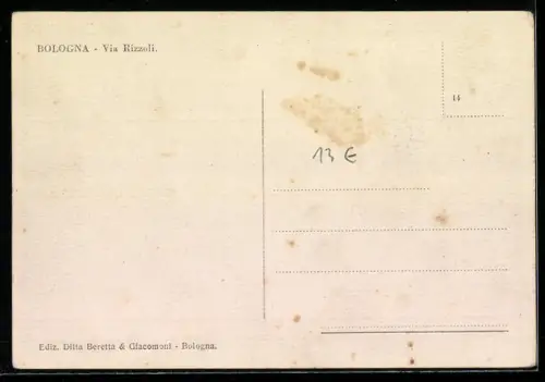 AK Bologna, Via Rizzoli, Strassenbahn