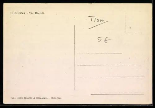 AK Bologna, Via Rizzoli, Strassenbahn