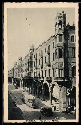 AK Torino, Via Pietro Micca, Strassenbahn
