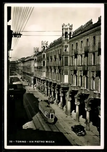 AK Torino, Via Pietro Micca, Strassenbahn