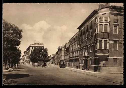 AK Ancona, Corso Tripoli, Viale della Vittoria, Strassenbahn