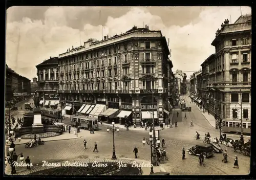 AK Milano, Piazza Costanzo Ciano, Via Broletto, Strassenbahn