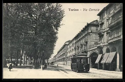AK Torino, Via Cernaia, Strassenbahn