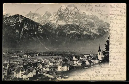 AK Altdorf, Teilansicht mit Kirche