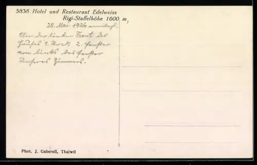 AK Rigi, Rigi-Staffelhöhe, Hotel und Restaurant Edelweiss